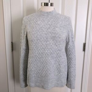 Ann Taylor LOFT Gray Knit Sweater Long-Sleeve High Crew Neck Size Small